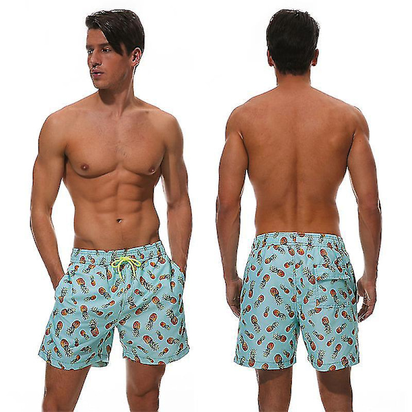 Hurtigtørrende Sommer Mænds Strand Board Shorts Badebukser Strandtøj - Ananas Print