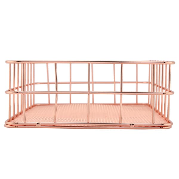 Rosegull Jern Oppbevaringskurv Organizer Oppbevaringsholder Skrivebordsdekor (D)