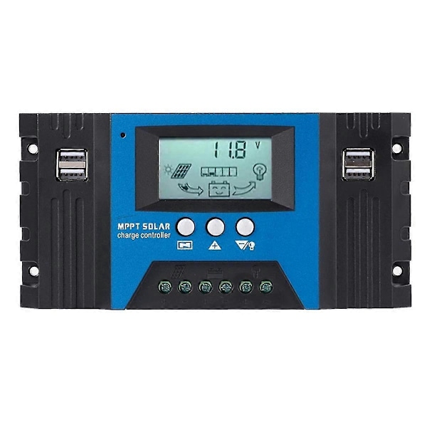 100A MPPT Solar Opladningscontroller Dobbelt USB LCD Display 12V/24V Auto Solar Cell Panel Oplader Regula