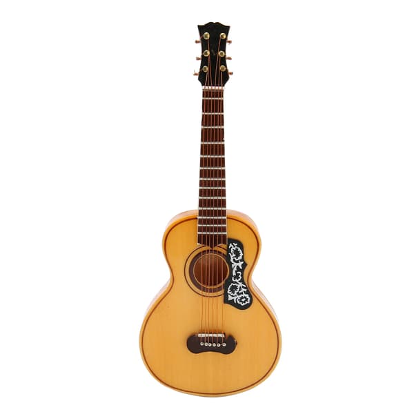 6.69in Miniatyr Gitarr Dekoration Hantverk Lindträ Mini Akustisk Gitarr med Ställ för Examensceremoni