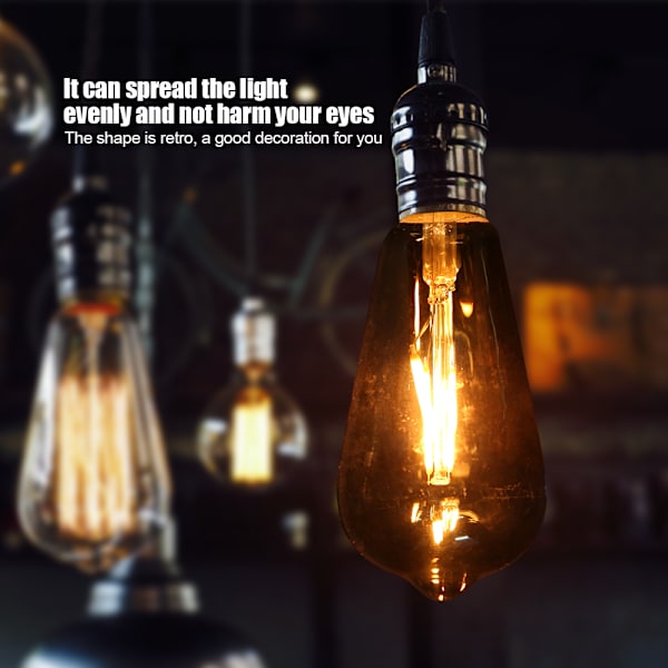 E27 Brun Glas Retro LED-lampa Glödlampa Belysning Dekoration för Kaffehus 2W