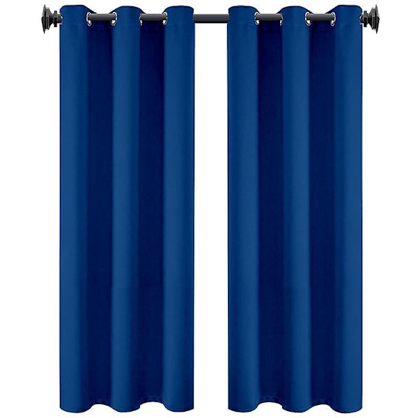 Vinduesgardindekoration - Termisk isolerede mørklægningsgardiner 132 cm bredde x 137 cm højde, 1 stk., marineblå