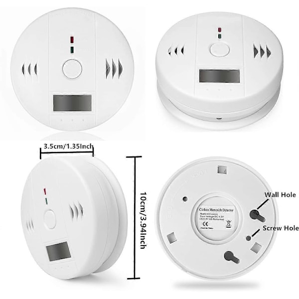 Kolmonoxid Detektor CO Alarm, HECOPRO Digital Display Kolmonoxidlarm, Utrustning för Effektdetektering