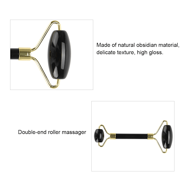 2st set Natural Obsidian Double end Roller Massage & Skrapbräda Kit Massage Presentverktyg