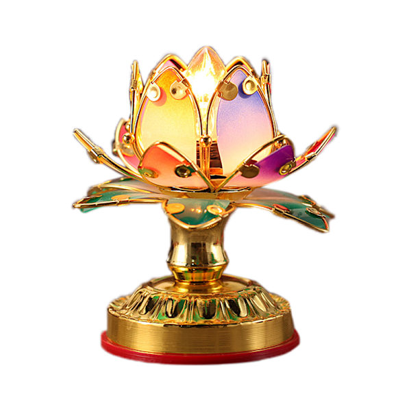 Färgglad Lotus-lampa Plug in naturtroget utseende Kristallklar Genomskinlig Buddha-lampa Religiösa tillbehör 207 Färgglad