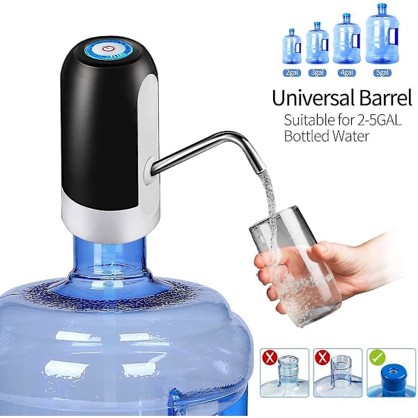 Bærbar Elektrisk Vannkjøler - USB-Lading, Automatisk Vannpumpe, 5 Gallons Vannflaskebryter