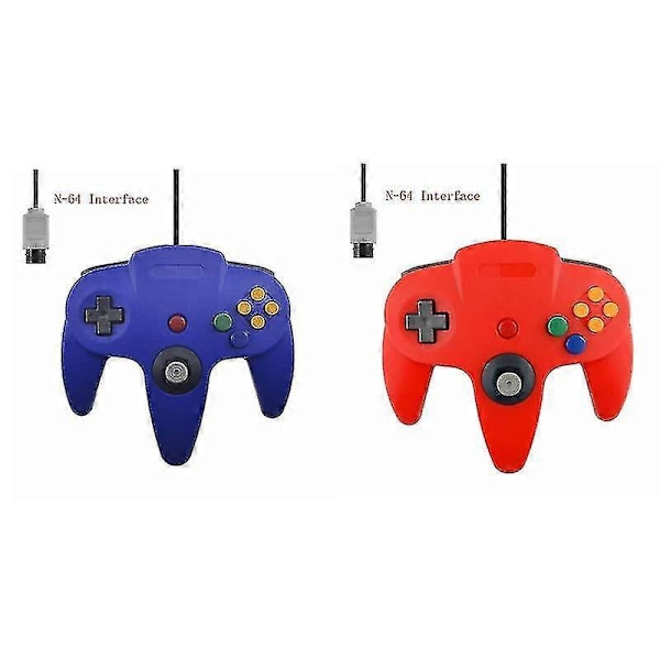 2 Pakkausta Klassisia Langallisia N64-ohjaimia Retropeleihin 64-bittinen Peliohjain Joystick Korvaus 252kpl