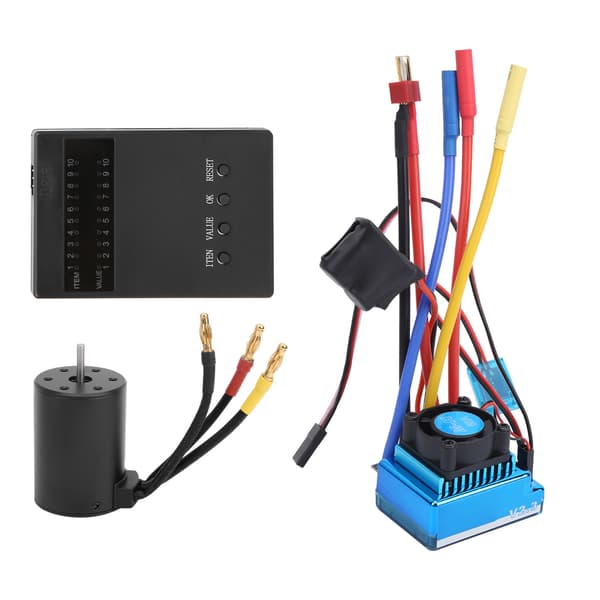 3650 2300KV Børsteløs Motor + 60A Børsteløs ESC + Programkort til 1:10 RC Bilmodel