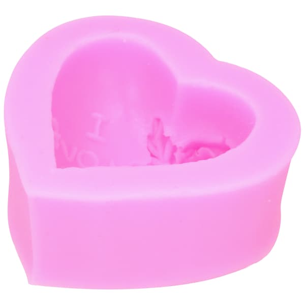 DIY silikonform 3-dimensjonal hjerteformet roseblomst LOVE kake sjokolade såpe stearinlys