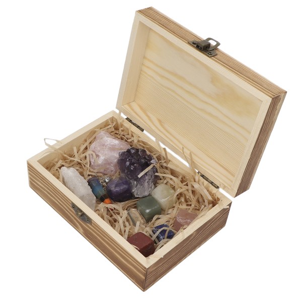 Healing Crystals Kit Pendelhänge Ametist Rose Quartz Chakra Stones Set med förvaringslåda