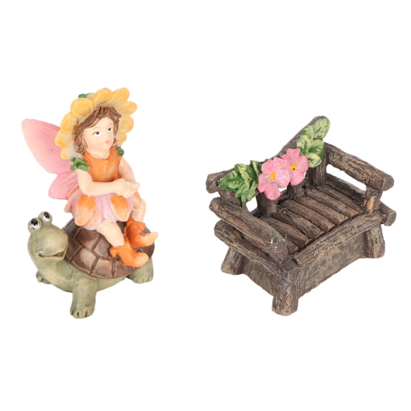 Miniatyr Fairy Staty Set Syntetisk harts Fairy Skulptur Tillbehör Dekorativ DIY Fairy Figurine för trädgårdsbalkong