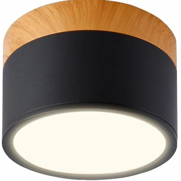 Rund Takspotlight LED Svart Varmhvit Taklampe Aluminium 12W 4000K, 11*7.5cm, svart