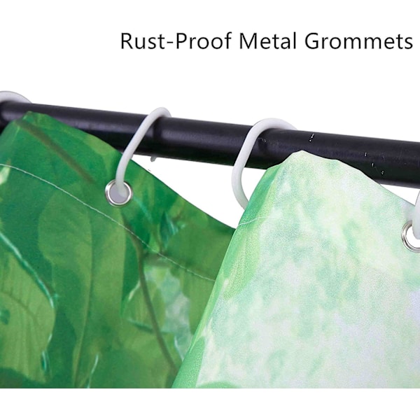 3D Duschdraperi med Krokringar 100% Polyester