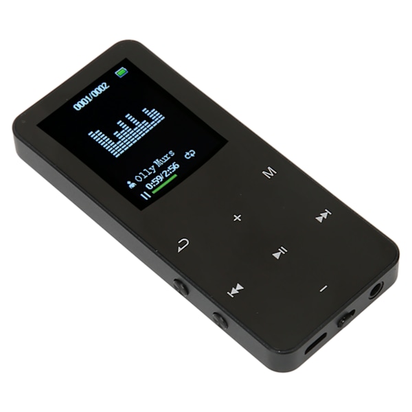 MP3-spiller 8G Bluetooth 4.2 1,8 tommers skjerm støyreduksjon tapsfritt bærbar MP4-spiller med oversettelsesordbok svart