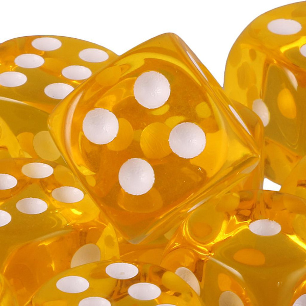 Pakkaus, jossa 20 akryylistä kuusisivuista D6-noppaa D&D TRPG-juhlapelileluihin