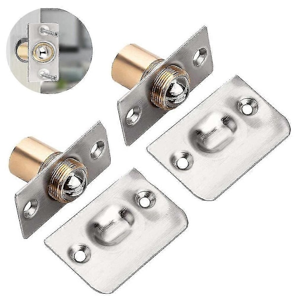 2 Stycken Kulspärr för Skåpdörr, Justerbar Rulle i Rostfritt Stål, Silver