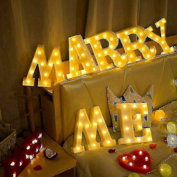 Marry Me Skilt LED Lysende Bogstav Frieri Skilt, Vil Du Gifte Dig Bryllupsdekoration