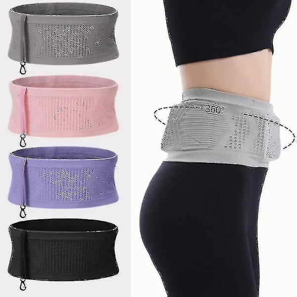 Stickad dold midjeväska med multifunktionell andningsbar design Grå L33X12.6cm80g
