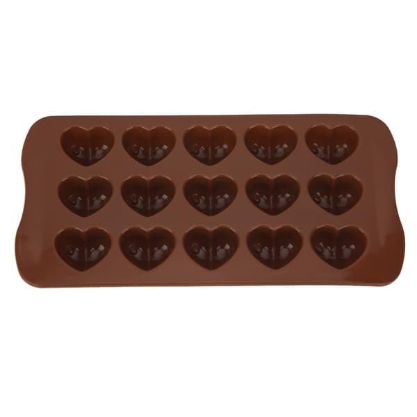 Silikone chokoladeform 15 huller hjerteform DIY chokoladefremstillingsform bageudstyr rød