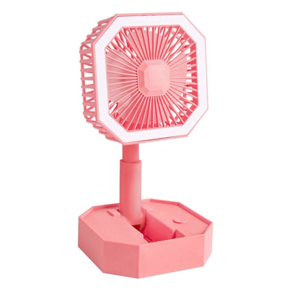 Infällbar och hopfällbar tyst liten fläkt, USB-laddning skrivbords nattlampa mini sovsal bärbar mini bordsfläkt för sovrum kontor hem, rosa