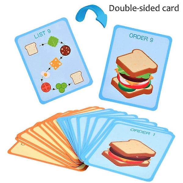 Pedagogiske Hamburger Sandwich Stableklosser i Tre for Barn - Fine Motoriske Ferdigheter Leker Hamburger