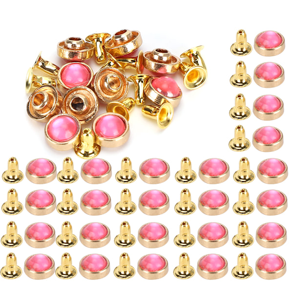 100 Set Färgade Kristallnitar i Zink-legering för Bagage, Kläder, Skor, Dekoration, DIY-verktyg, 8 mm, Rosa