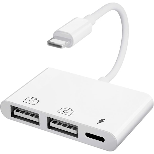 iPhone USB Kamera Adapter, 3 i 1 iPhone USB Adapter Lighting USB OTG Hunn Adapter med Data Synkronisering Ladekabel Kompatibel med Phone 14/13/12/11/X