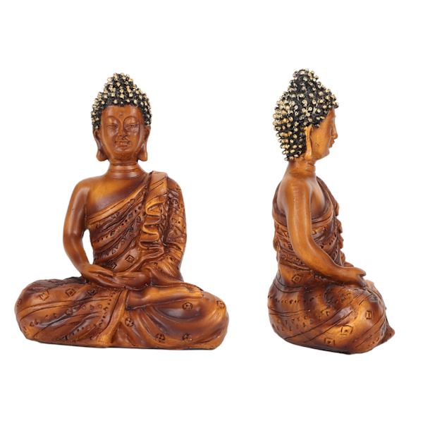 Buddhastaty Lycka till Rikedom Fridfull Vibes Zen Meditation Buddhafigurer Buddha-dekor för kontorshall BS109F 11,8x9,2x5,5cm