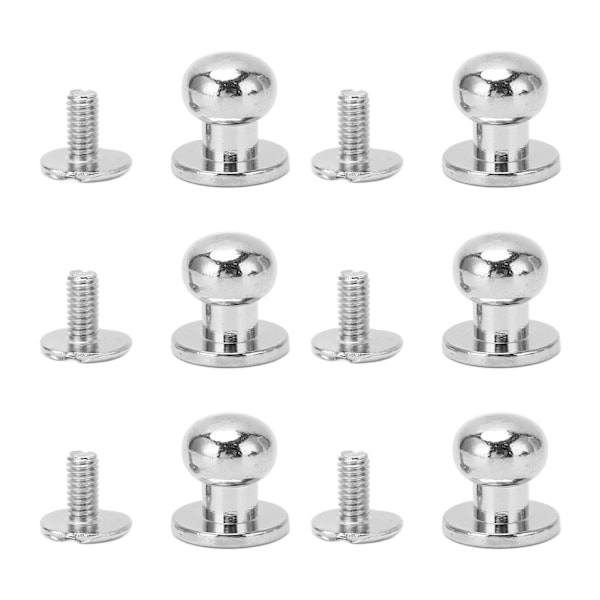 50 set runda huvudskruvar 10x8mm DIY Dekorera Koppar Lätt Skruv Post Fästelement för Väskor Skor Silver