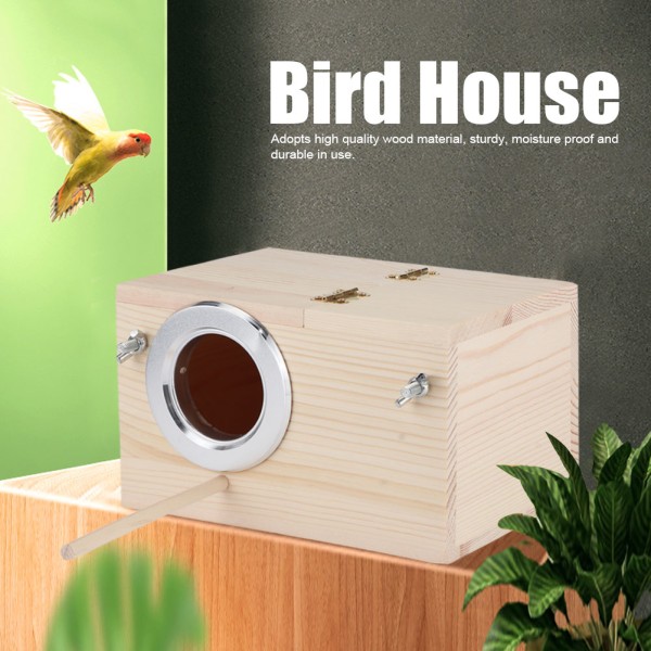 12x12x19,5cm Wood Bird House Kjæledyr Inkubasjonsboks Utendørs hage dekorasjon tilbehør
