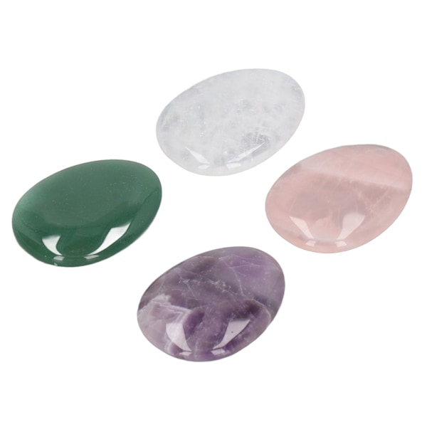 4 stk bekymringssteiner rosa lilla grønn hvit naturlig materiale angstlindring tommelsteiner for trykkangstmassasje