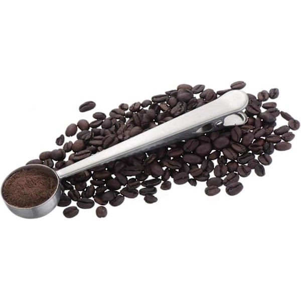 Mätningssked i rostfritt stål med klämma - Multifunktionell lång sked för te, kaffe, mjölkpulver