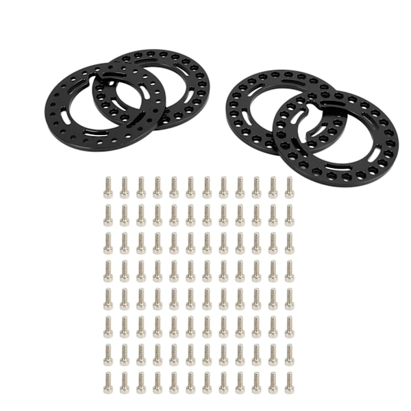 4pcs Rim Lock Rings Aluminum Alloy Replacement 1.9in Wheel Rim Beadlock Ring for Axial SCX10 90046 1/10 Black