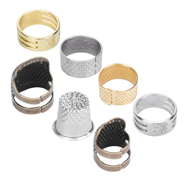 7 stk syringfingerbøyle i messing, fingerbeskyttelseshylse, strikking, korssting, fingertuppbeskytter
