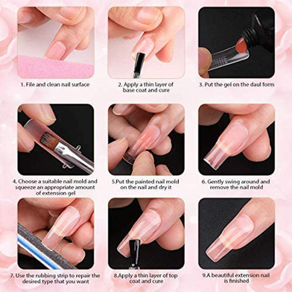 3st 15 ml Nail Extension Gel med lösnaglar Nagelrekonstruktionssats Nail Art Tool Set