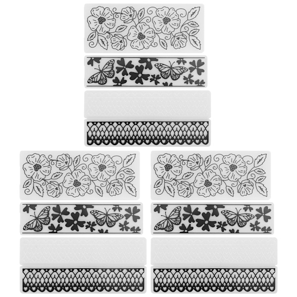 9 stk. blomsterpregefolder i plast, rektangulær, for DIY-kortlaging, håndlagde tilbehør