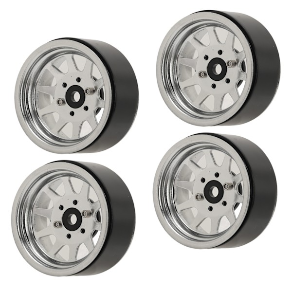 4PCS RC Hjulnav Set Zinklegering Stål Universal 1,9 Tum 10 Fälgar RC Crawler Bilhjulnav för Axial SCX10 II III Silver