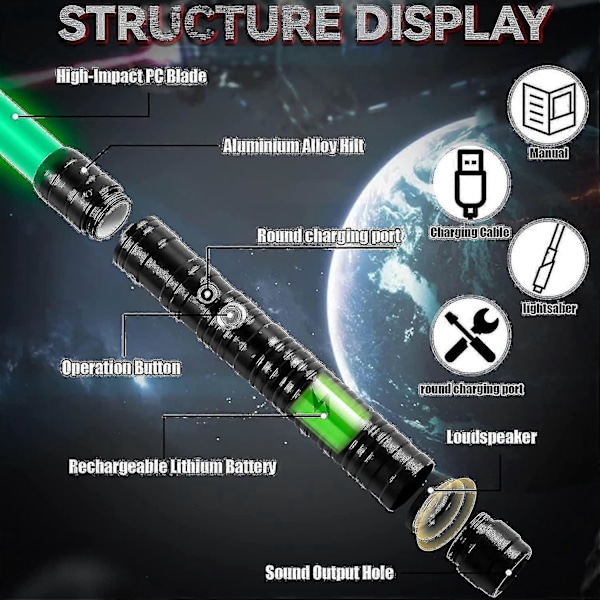 Ljus Saber Laser Svärd Rgb 7 Färger Utbytbart Elektronisk Ljussvärd Fx Ljud (silver)