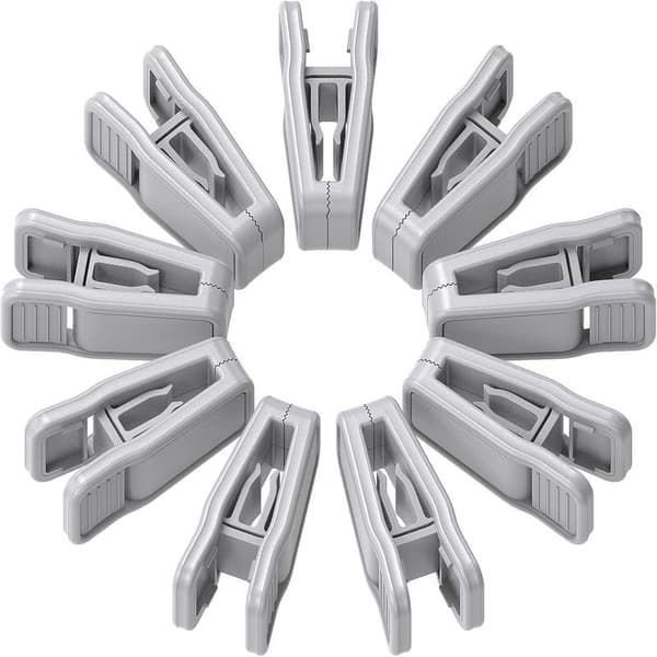 Plastic Fingers for Slim Hangers, Hot Pink Hanger Clips, Plastic, Light Grey, 20-Pack