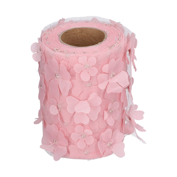 Blommor Tulle Rullar 10cm 10yd Premium Polyester Flexibel Bred Applikation Utsökt Glittrande Tulle RullarRosa