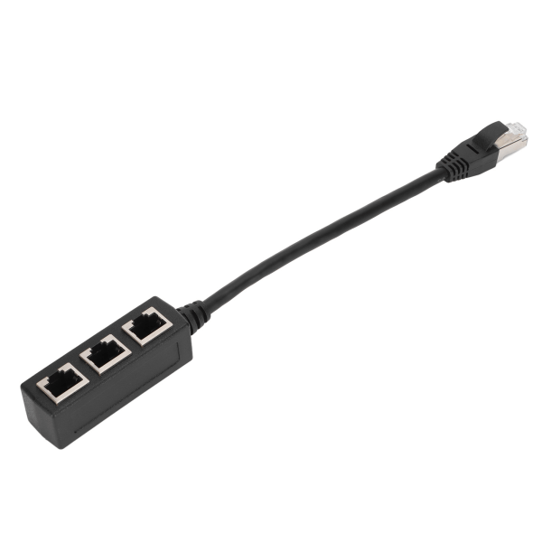 RJ45 Ethernet Adapter Kabel Forlengelsesfunksjon 1 til 3 Port Excellent Connection Splitter Adapter med 1 m kabel for hjemmet