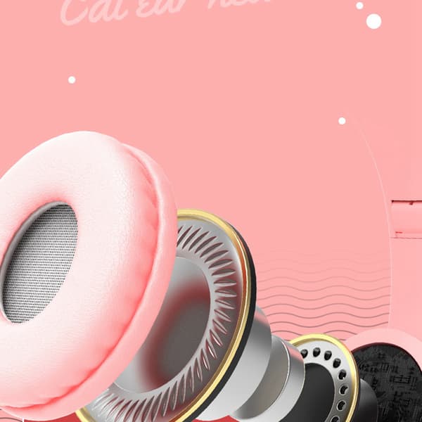 Trådløst headset sød katteform HiFi lydkvalitet lysende stereo Bluetooth hovedtelefoner til hjemmekontor sort