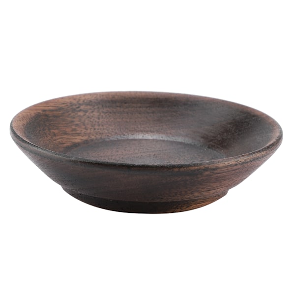 Solid mörk träfruktbricka rund matserveringsbricka te dessert tårta tallrik (7,5 cm)