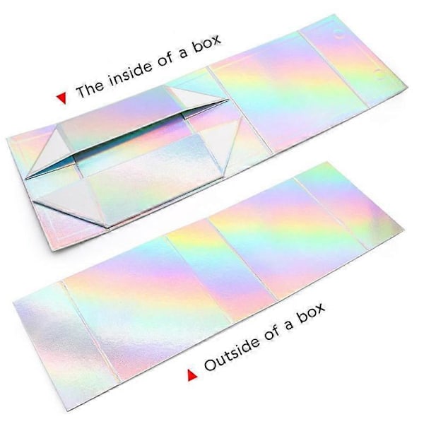 Magnetiske gaveæsker med låg (1 stk), 28x20x9 cm Store gaveæsker, holografisk sølv Luksuriøs stærk foldbar papæske med magnetisk lukning