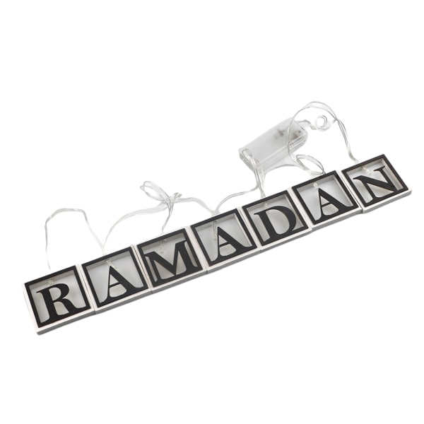 Ramadan LED-strenglysdekorasjon med hule bokstaver i tre for Ramadan Eid Mubarak hjemmeinnredning