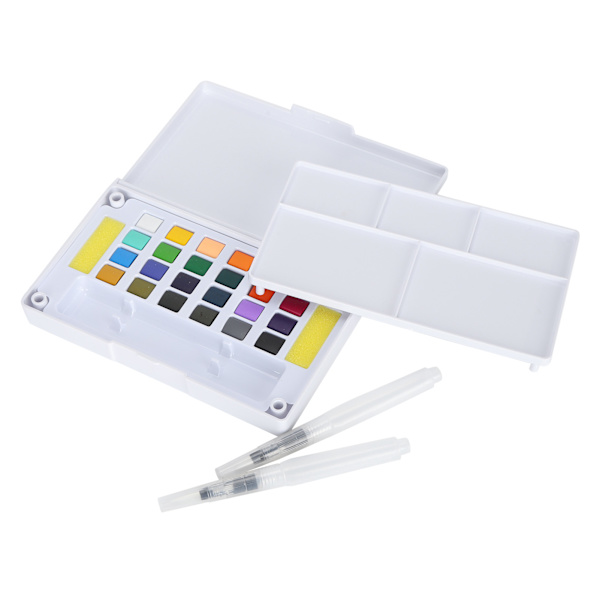Vattenfärg Pigment Bärbar Ljus Färg Nybörjare Konstnär Vattenfärg Målarset med Penna 24 Färger