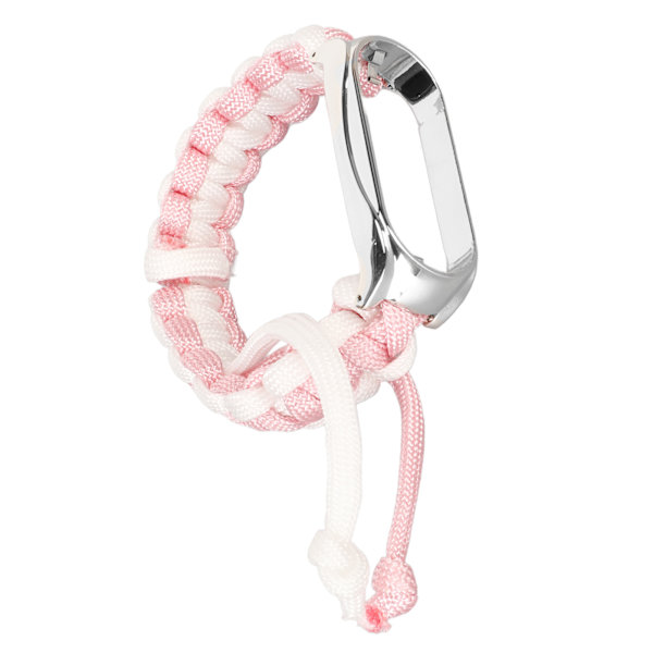 2 i 1 flätad looparmband för Mi Band 7 Justerbar stretchig nylon sportrem som andas med metallram Rosa Vit