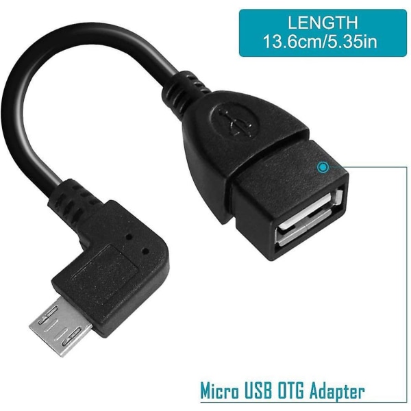 Adapterkabelsett for Android-nettbrett - Vinklet Micro USB OTG, Vinklet Mini USB OTG, Minienheter til standard