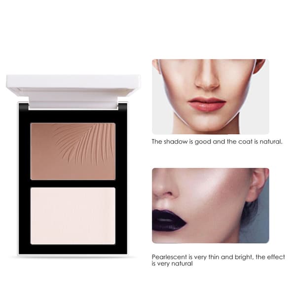 2-färgs highlighterpulver ansiktskontur bronzers rouge ljusare smink #1