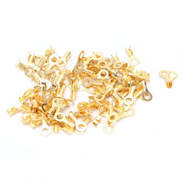 100 stk. ringterminaler i messing, koldpressede kabelkrympeender, stik M4 4,2 mm